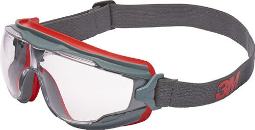 3M™ Goggle Gear 500 Vollsichtbrille GG501V, PC, klar, SGAF, grau/rot 