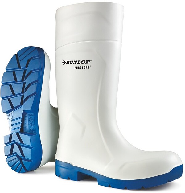 Dunlop Sicherheitsstiefel Purofort FoodPro MultiGrip Safety, weiß/blau, Gr. 43 