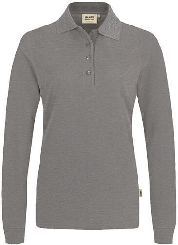 Damen Longsleeve-Poloshirt Mikralinar® 215, grau meliert, Gr. 5XL 