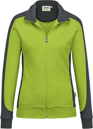 Damen Sweatjacke Contrast Mikralinar® 277, kiwi/​anthrazit, Gr. 2XL