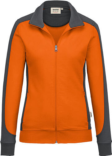 Damen Sweatjacke Contrast Mikralinar® 277, orange/anthrazit, Gr. M 