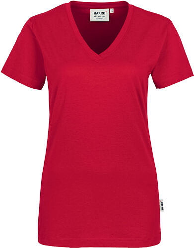 Damen V-Shirt Classic 126, rot, Gr. 3XL 