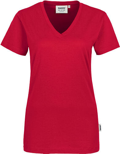 Damen V-Shirt Classic 126, rot, Gr. S 