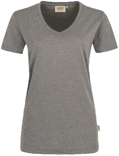 Damen V-Shirt Mikralinar® 181, grau meliert, Gr. 4XL 