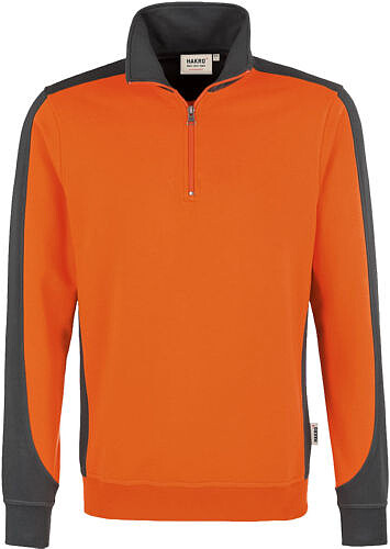 Zip-Sweatshirt Contrast Mikralinar® 476, orange/anthrazit, Gr. 2XL 