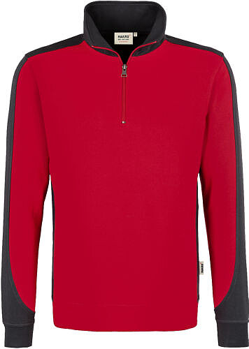Zip-Sweatshirt Contrast Mikralinar® 476, rot/anthrazit, Gr. 2XL 