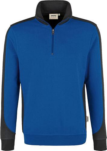 Zip-Sweatshirt Contrast Mikralinar® 476, royalblau/anthrazit, Gr. S 
