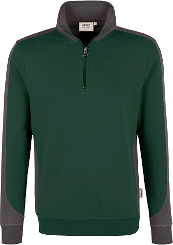 Zip-Sweatshirt Contrast Mikralinar® 476, tanne/anthrazit, Gr. S 