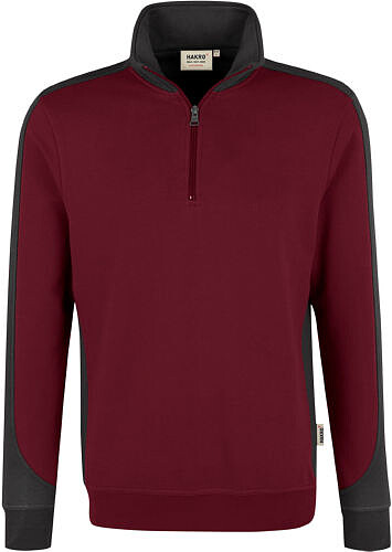 Zip-Sweatshirt Contrast Mikralinar® 476, weinrot/anthrazit, Gr. 3XL 