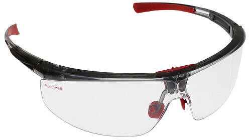 Schutzbrille Adaptec™, normale Größe, PC, klar, HS, rot/​schwarz