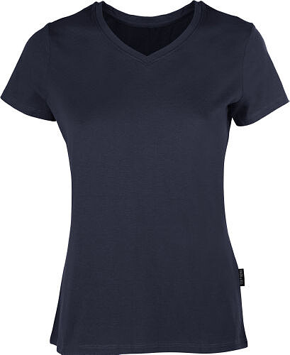 Damen Luxury V-Neck T-Shirt, navy, Gr. XS 