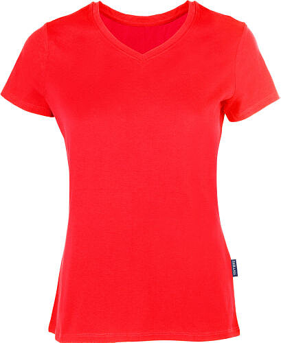 Damen Luxury V-Neck T-Shirt, rot, Gr. L 