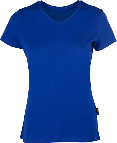 Damen Luxury V-Neck T-Shirt, royalblau, Gr. L 