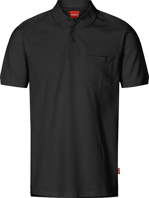 Apparel Piqué Poloshirt mit Brusttasche, schwarz, Gr. M