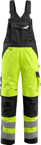 MASCOT® Newcastle Latzhose, warngelb/schwarz, Schrittlänge 82 cm, Gr. C48 