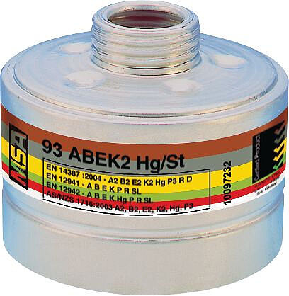 93 ABEK2Hg/​St Kombinationsfilter A2B2E2K2 Hg-​P3R D