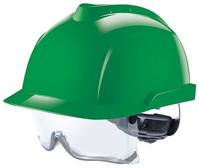 Schutzhelm V-Gard 930 mit integrierter Überbrille, belüftet, grün 