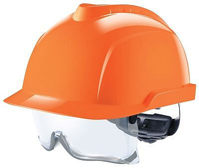 Schutzhelm V-Gard 930 mit integrierter Überbrille, belüftet, orange 