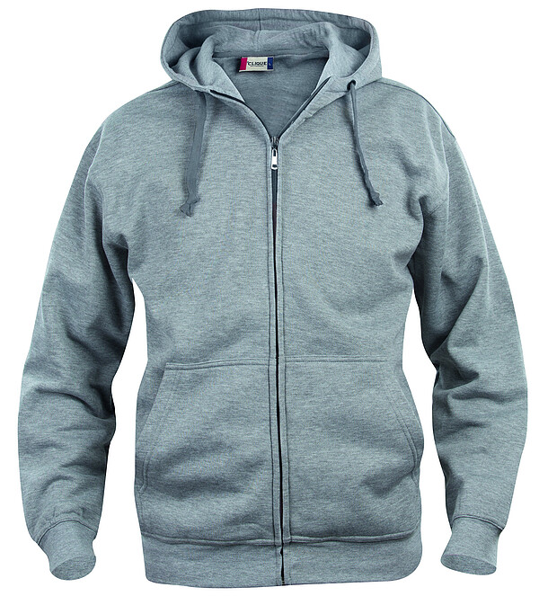 Kapuzen-Sweatjacke Basic Hoody Full Zip, grau meliert, Gr. XL 