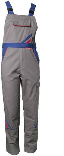 Highline Latzhose 2333, zink/kornblau/rot, Gr. 70 