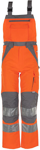 Plaline Warnschutz-Latzhose 5620, warnorange/zink, Gr. 98 
