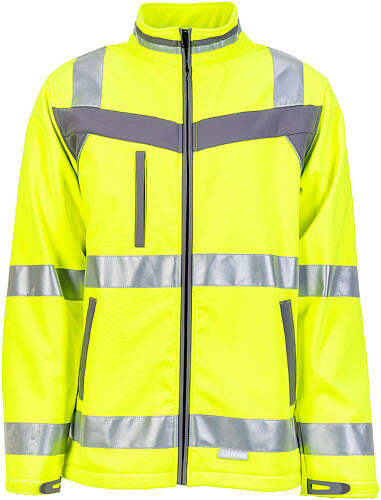 Warnschutz-Softshelljacke Plaline 5661, warngelb/schiefer, Gr. 6XL 