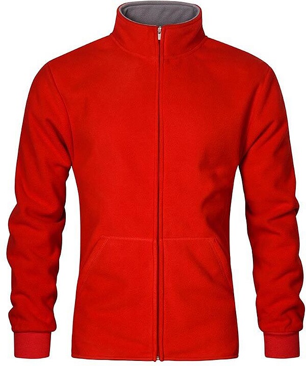Men’s Double Fleece-​Jacket, red-​light grey, Gr. 3XL