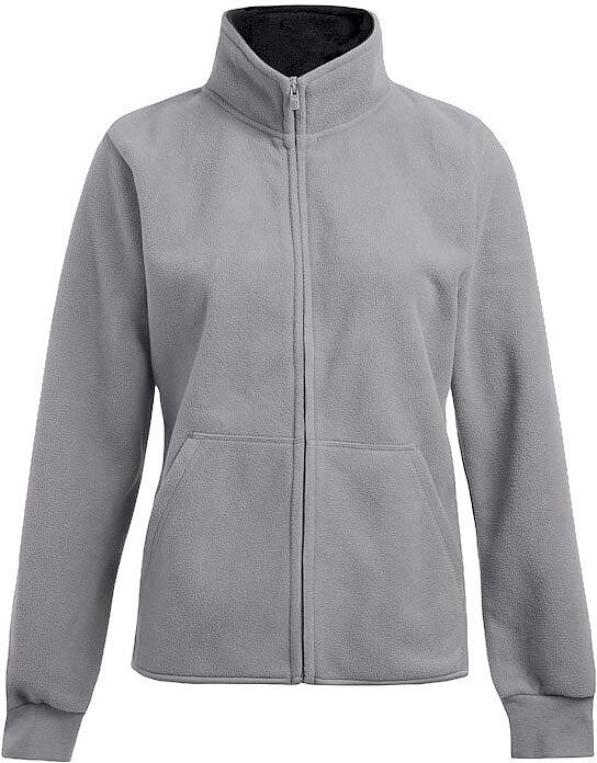 Women’s Double Fleece-Jacket, light grey-black, Gr. 3XL 