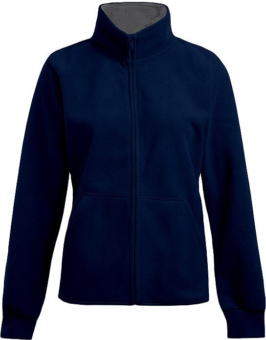 Women’s Double Fleece-Jacket, navy-light grey,Gr. S 
