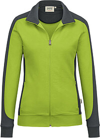 Damen Sweatjacke Contrast Mikralinar® 277, kiwi/​anthrazit, Gr. 2XL