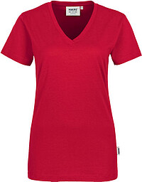 Damen V-​Shirt Classic 126, rot, Gr. L
