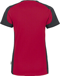 Damen V-Shirt Contrast Mikralinar® 190, rot/anthrazit, Gr. 3XL 
