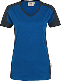 Damen V-​Shirt Contrast Mikralinar® 190, royalblau/​anthrazit, Gr. 3XL