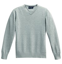 V-​Pullover Premium-​Cotton 143, grau meliert, Gr. M