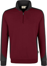 Zip-​Sweatshirt Contrast Mikralinar® 476, weinrot/​anthrazit, Gr. 2XL