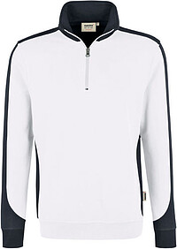 Zip-​Sweatshirt Contrast Mikralinar® 476, weiß/​anthrazit, Gr. XS
