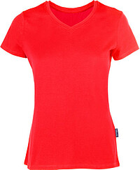 Damen Luxury V-​Neck T-​Shirt, rot, Gr. 2XL