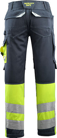 MASCOT® Leeds Hose, schwarzblau/warngelb, Schrittlänge 82 cm, Gr. C60 