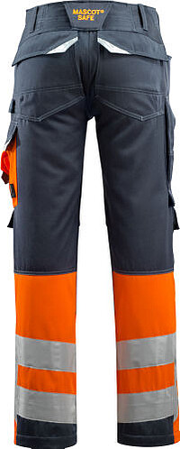 MASCOT® Leeds Hose, schwarzblau/warnorange, Schrittlänge 82 cm, Gr. C46 