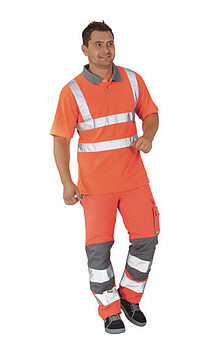 Plaline Warnschutz-Bundhose 5610, warnorange/zink, Gr. 28 