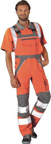 Plaline Warnschutz-Latzhose 5620, warnorange/zink, Gr. 98 