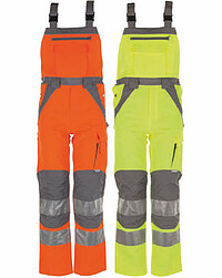 Plaline Warnschutz-Latzhose 5620, warnorange/zink, Gr. 98 