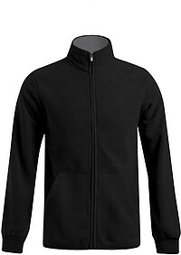 Men’s Double Fleece-​Jacket, black-​light grey, Gr. 4XL