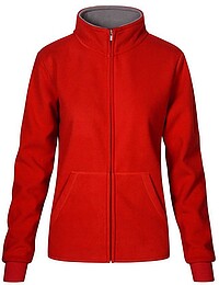 Women’s Double Fleece-​Jacket, red-​light grey, Gr. L